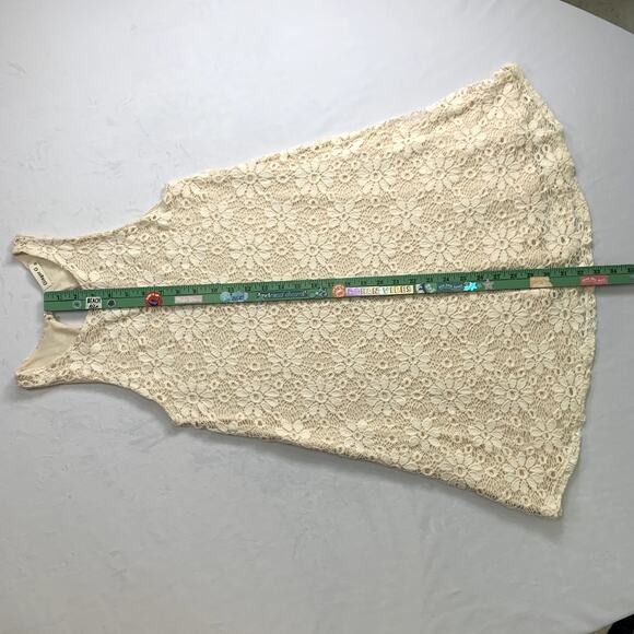 Ginger G Floral Knit Above Knee A-Line Lace Dress Lined Off White Cream Size S - Picture 10 of 16